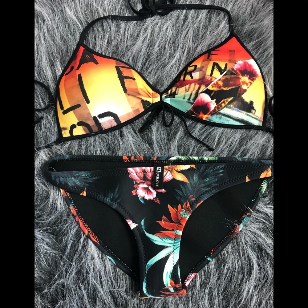 Muxilove Sz S Padded Black Colorful Bikini